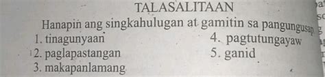 singkahulugan sa tinagunyaan .